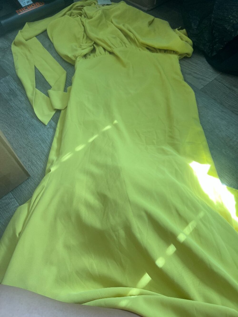 NWT Mulla mustard yellow maxi dress size M tie neck